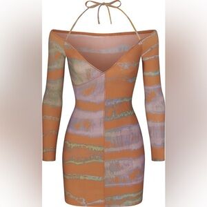 SKIMS® Jelly Sheer Off The Shoulder Dress | Tie Dye Print - Medium